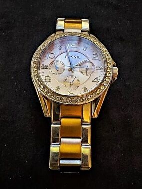 Fossil Riley Multifunction Two-Tone Stainless Steel Watch ES4145 Watch BQ-1415